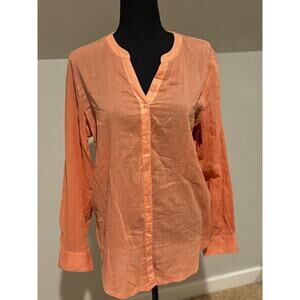 Liz Claiborne Womens coral Sz M Linen‎ feel light boho Top coastal career classy